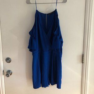 Zara royal blue cold-shoulder romper